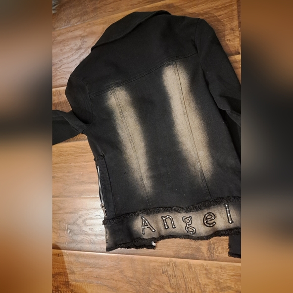 By deep Los Angeles Stylish Black Jean Jacket. Size Small - Picture 14 of 14